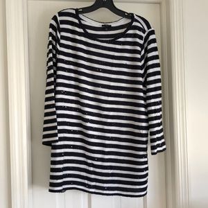 Long sleeve striped sequined tee